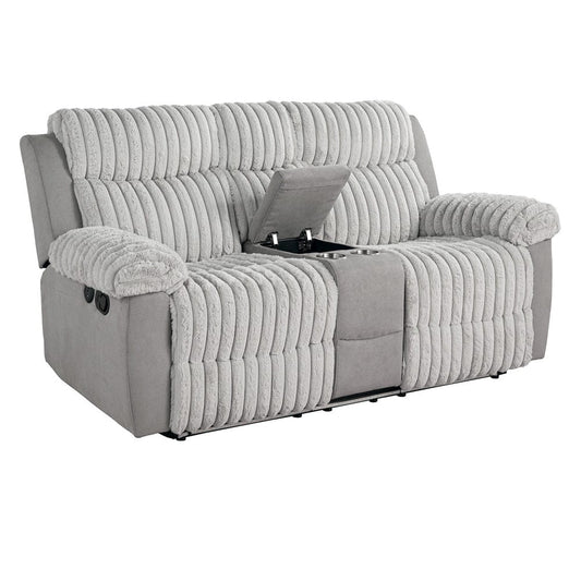 Furniture of America - Dionysus Manual Reclining Loveseat w/ Console in Gray - FM64004GY-LV-M View 2