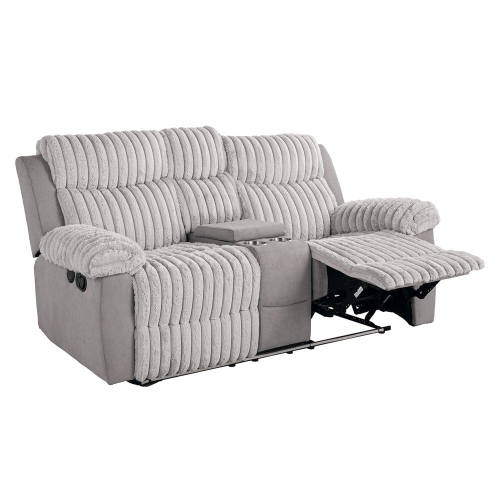 Furniture of America - Dionysus Manual Reclining Loveseat w/ Console in Gray - FM64004GY-LV-M View 3