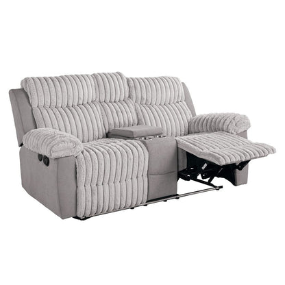 Furniture of America - Dionysus Manual Reclining Loveseat w/ Console in Gray - FM64004GY-LV-M View 3