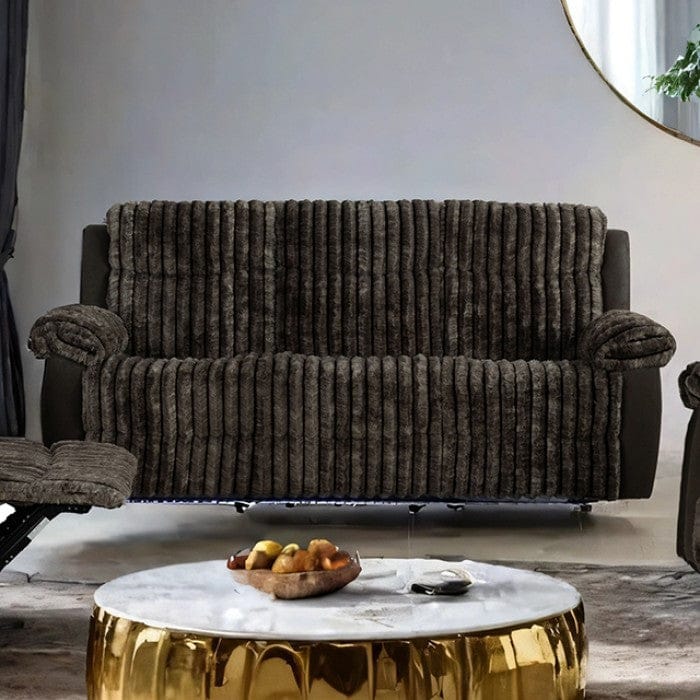 Furniture of America - Dionysus Manual Reclining Sofa w/ USB & LED in Brown - FM64003BR-SF-M View 4