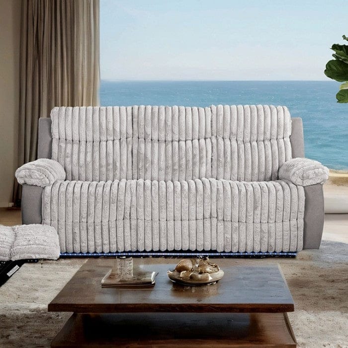 Furniture of America - Dionysus Manual Reclining Sofa w/ USB & LED in Gray - FM64004GY-SF-M View 4