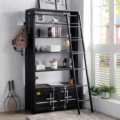 Furniture of America - Dipiloh Bookcase in Black/Distressed Dark Oak - FOA-AC379-PK View 1