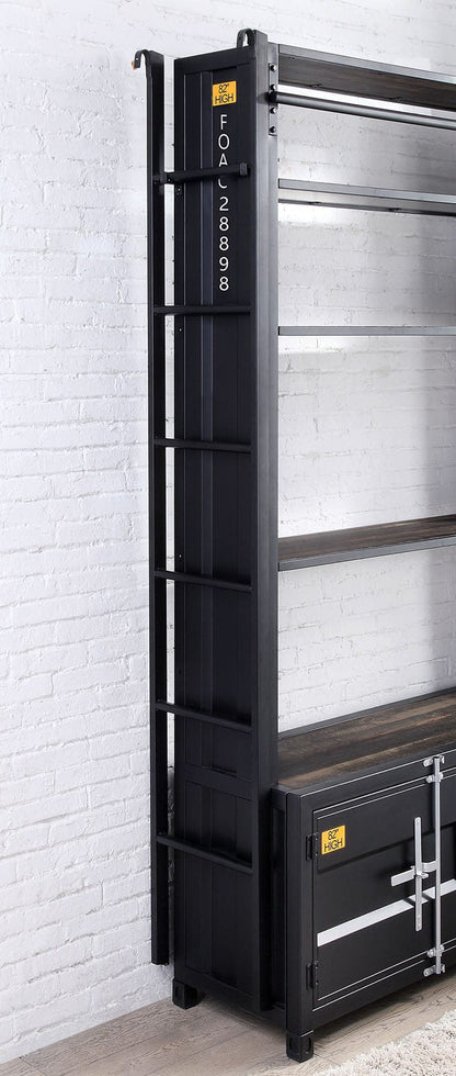 Furniture of America - Dipiloh Bookcase in Black/Distressed Dark Oak - FOA-AC379-PK View 3