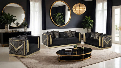Furniture of America - Doriphei Sofa in Black Velvet/Gold - FM67000BK-SF View 2