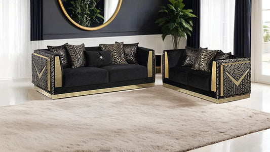 Furniture of America - Doriphei Sofa + Loveseat - FM67000BK-2PC View 1