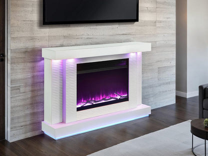 Furniture of America - Dorrit 55" Electric Fireplace in White - FM-AC8012WH-TV View 10