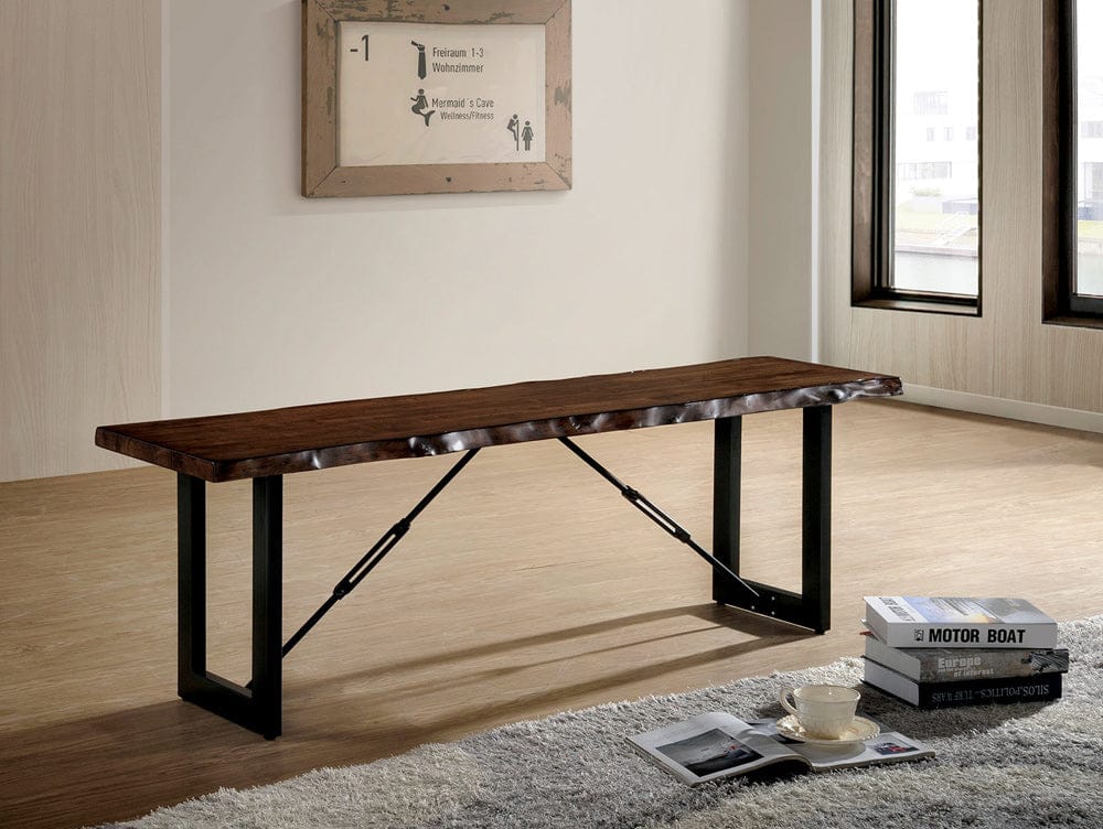 Furniture of America - Dulce Bench w/ Metal Legs in Walnut/Black - CM3604BN View 1