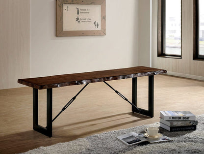 Furniture of America - Dulce Bench w/ Metal Legs in Walnut/Black - CM3604BN View 1
