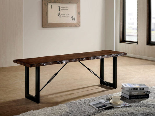 Furniture of America - Dulce Bench w/ Metal Legs in Walnut/Black - CM3604BN View 1
