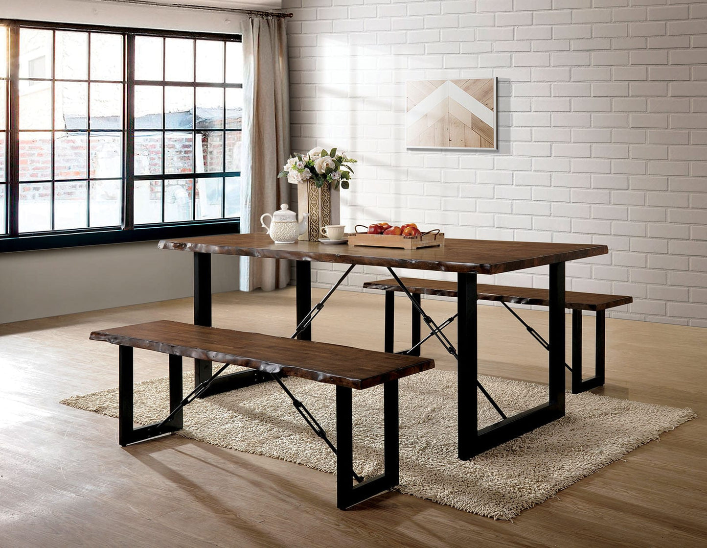 Furniture of America - Dulce Dining Table in Walnut/Black - CM3604T View 4