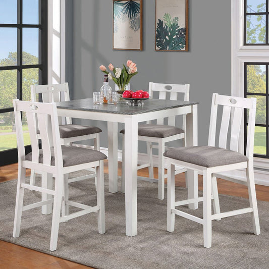Furniture of America - Dunseith 5 Pc. Counter Ht. Table Set in White/Gray - FOA3388PT-5PK View 1