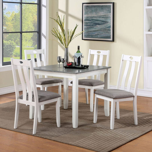 Furniture of America - Dunseith 5 Pc. Dining Table Set in White/Gray - FOA3388T-5PK View 1