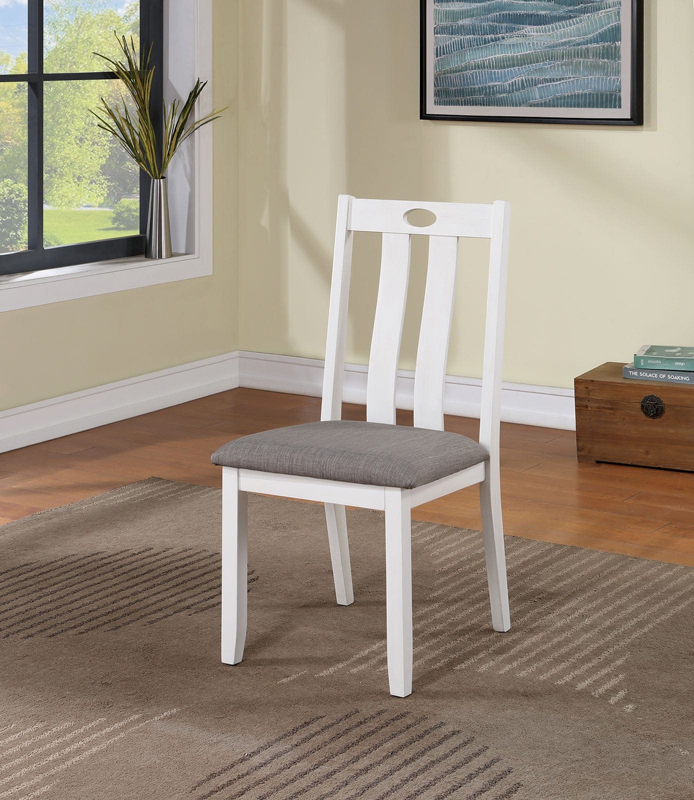 Furniture of America - Dunseith 5 Pc. Dining Table Set in White/Gray - FOA3388T-5PK View 2