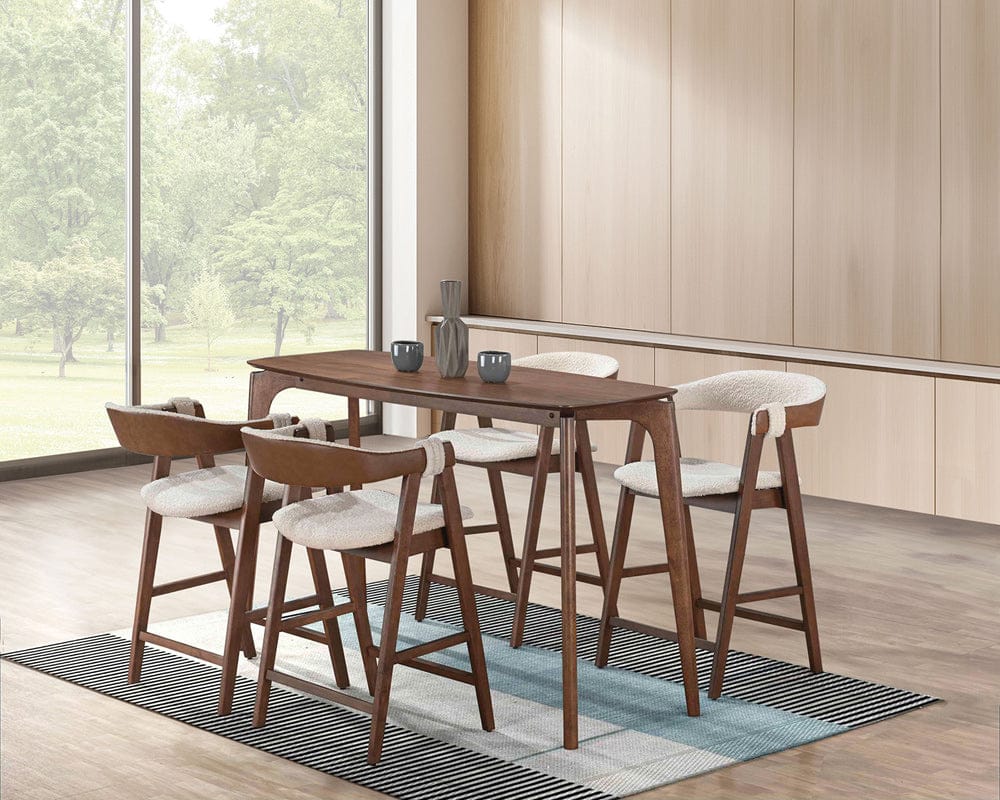 Furniture of America - Ebikon 5 Pc. Counter Ht. Table Set in Walnut - FM3211WN-PT-5PC View 1