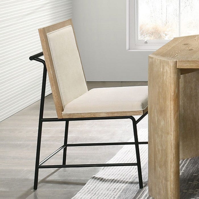 Furniture of America - Edenbridge Side Chair Set of 2 in Oak/Beige - FM3220AK-SC-2PK View 1