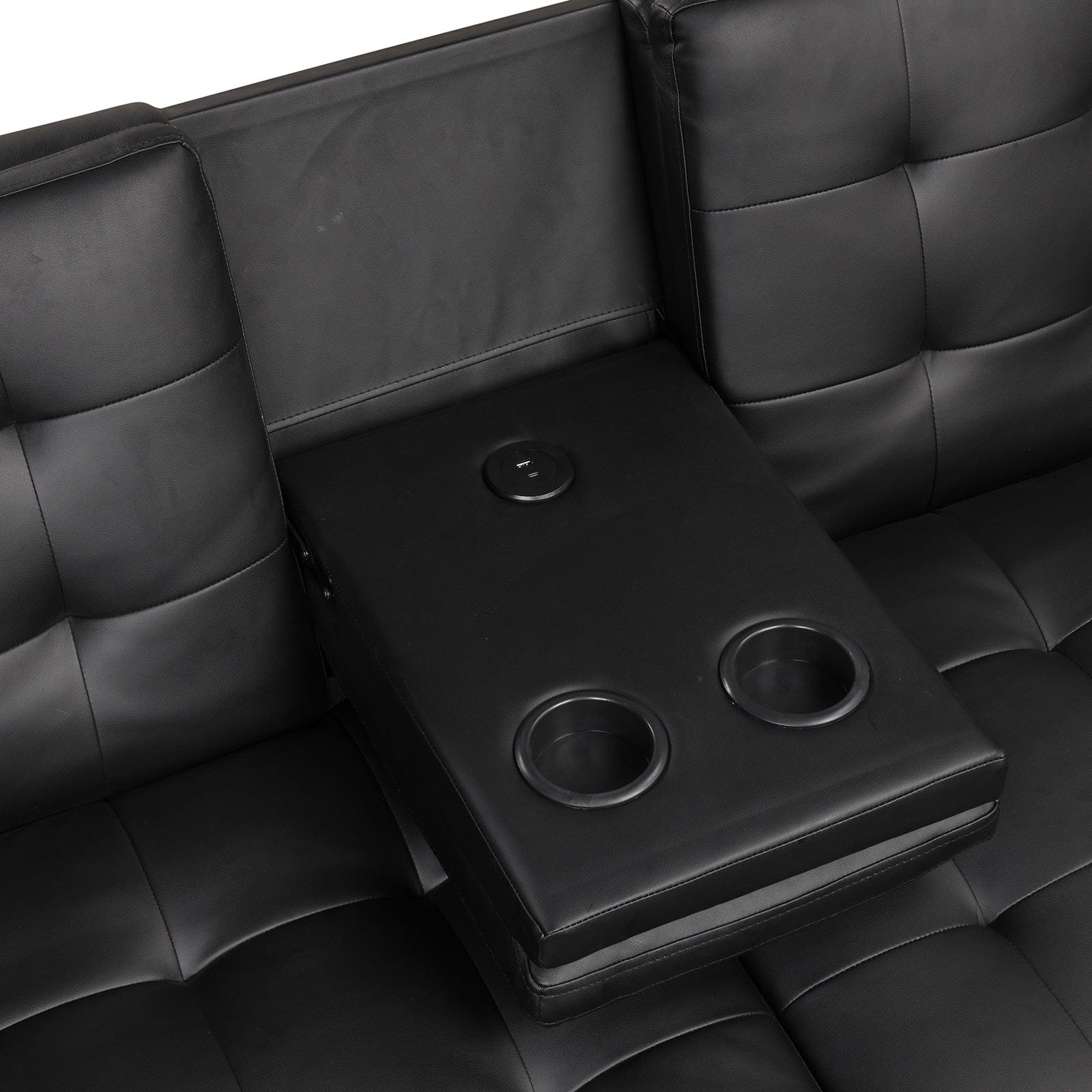Furniture of America - Eidsberg Futon Sofa Bed w/ Drop Down Table in Black - FM2908BK View 2