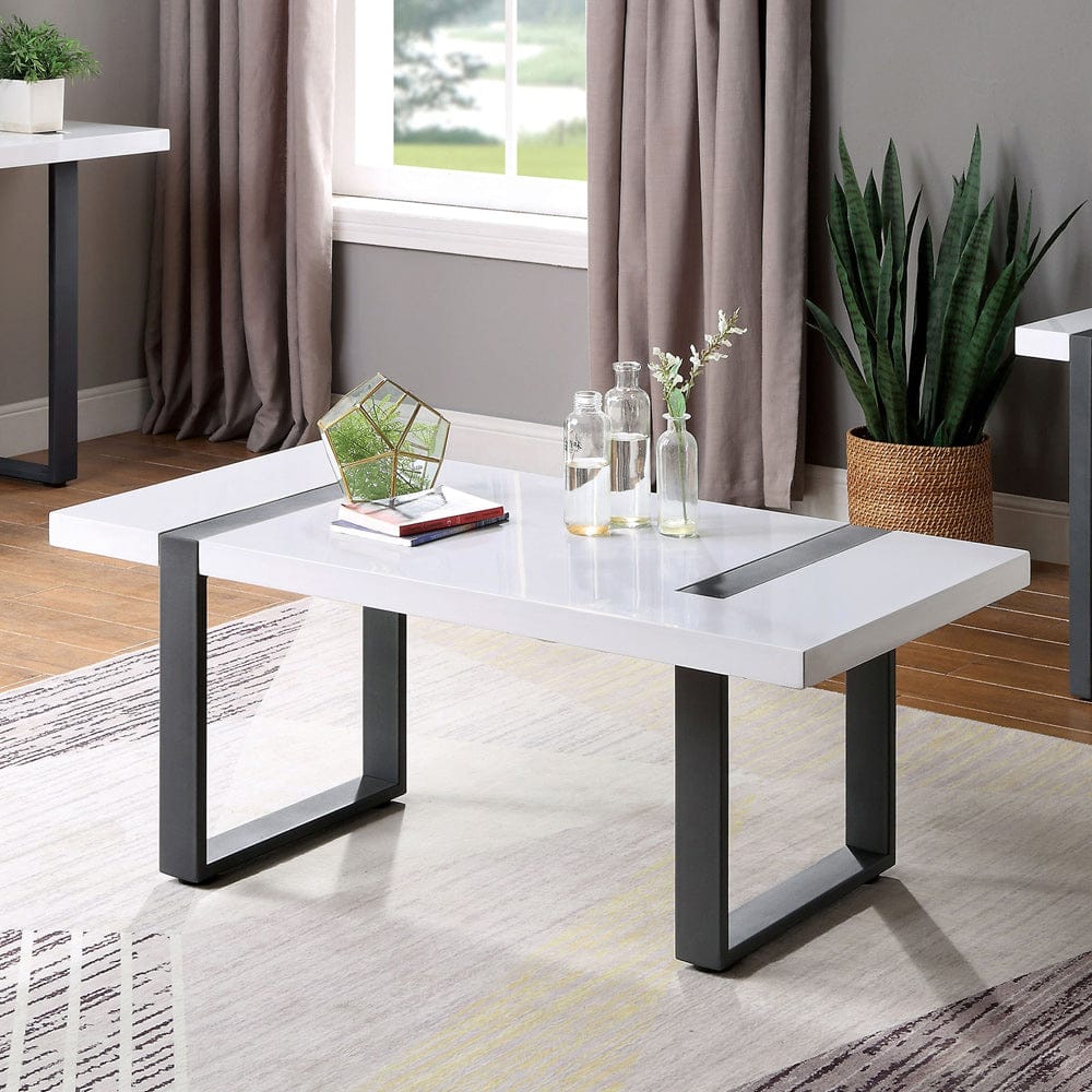 Furniture of America - Eimear Coffee Table in White/Black - FOA4403C View 1
