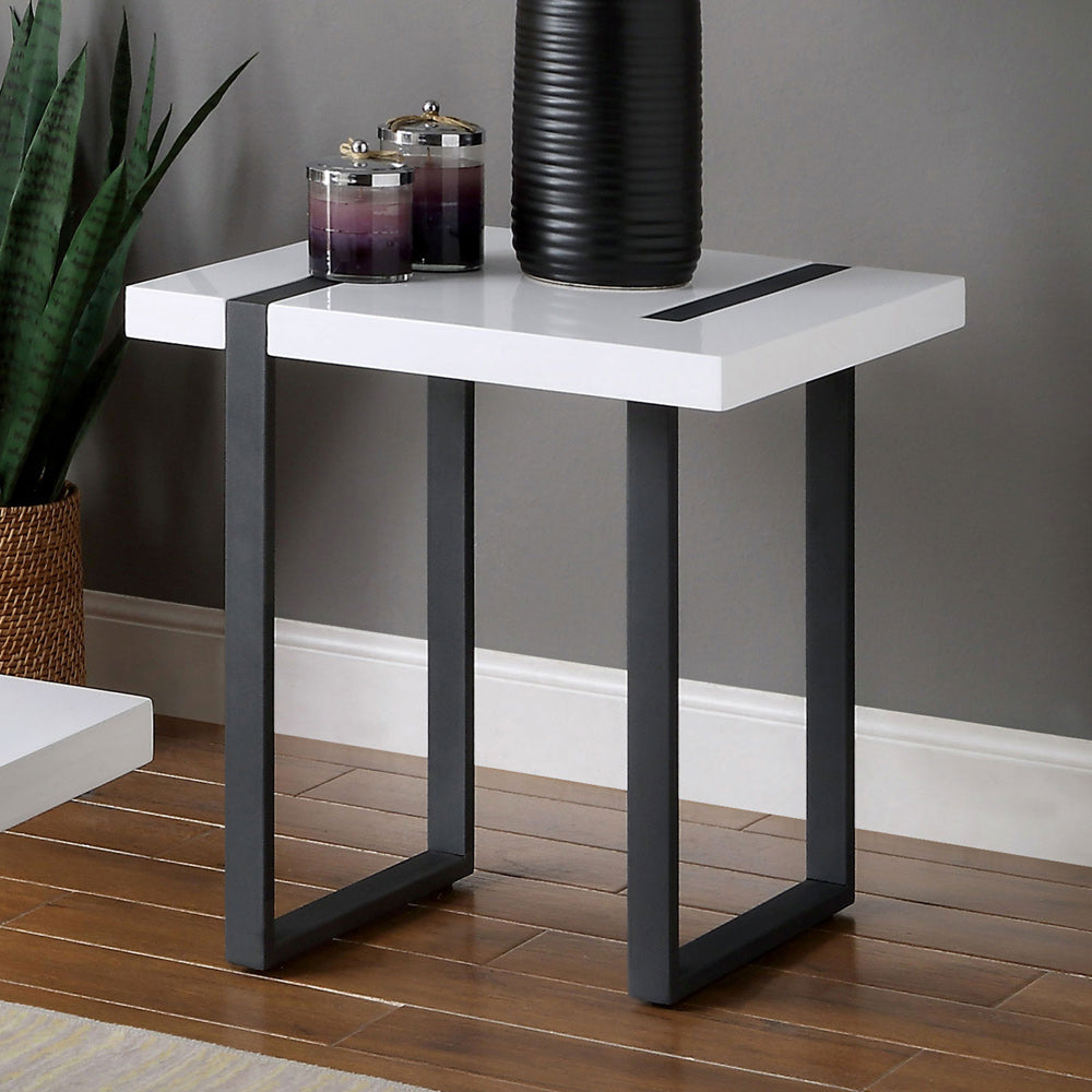 Furniture of America - Eimear End Table in White/Black - FOA4403E View 1