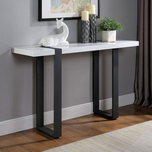 Furniture of America - Eimear Sofa Table in White/Black - FOA4403S View 1