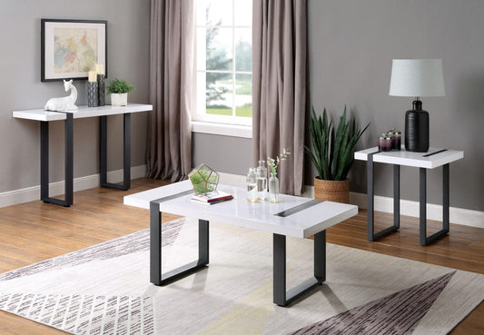 Furniture of America - Eimear Sofa Table in White/Black - FOA4403S View 2