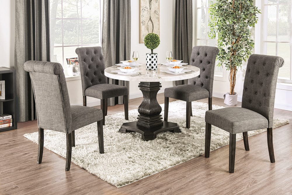 Furniture of America - Elfredo 5 Pc. Round Dining Table Set in White/Antique Black - CM3755RT-5PC-GY View 1