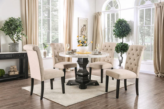 Furniture of America - Elfredo 5 Pc. Round Dining Table Set in White/Antique Black - CM3755RT-5PC-IV View 1