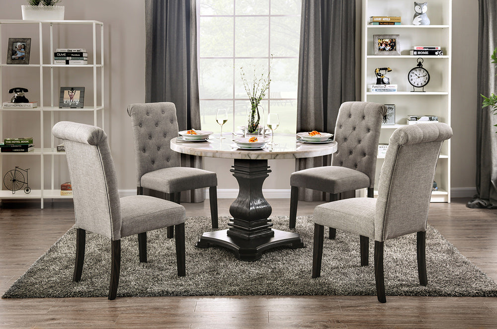 Furniture of America - Elfredo 5 Pc. Round Dining Table Set in White/Antique Black - CM3755RT-5PC-LG View 1