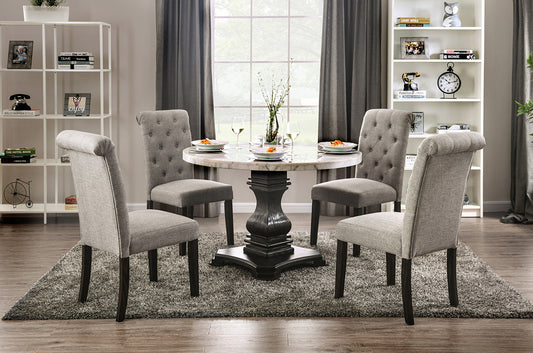 Furniture of America - Elfredo 5 Pc. Round Dining Table Set in White/Antique Black - CM3755RT-5PC-LG View 1