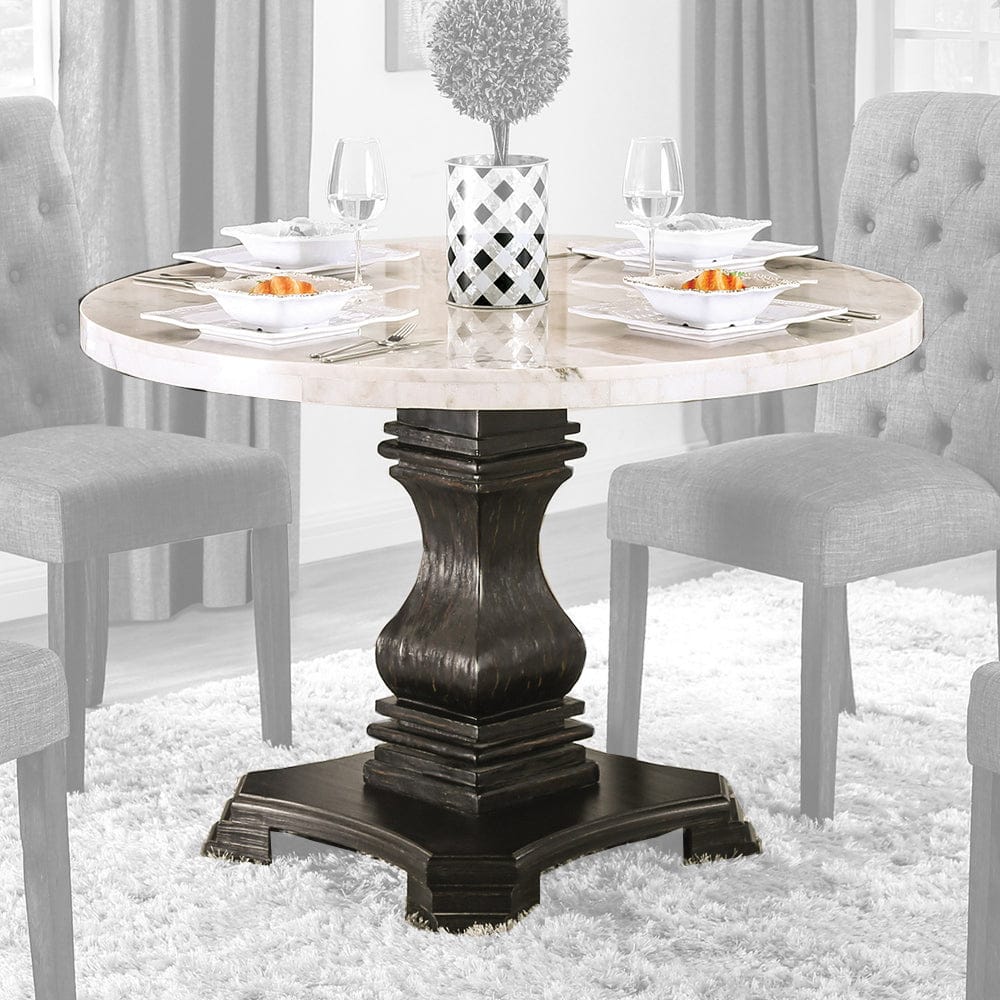 Furniture of America - Elfredo Round Table in White/Antique Black - CM3755RT-TABLE View 1