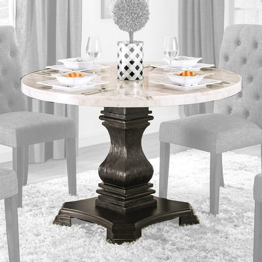 Furniture of America - Elfredo Round Table in White/Antique Black - CM3755RT-TABLE View 1