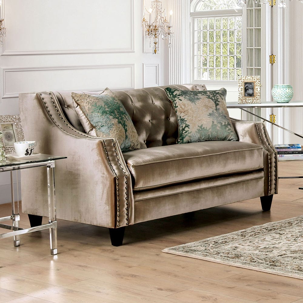Furniture of America - Elicia Loveseat in Champagne/Turquoise - SM2685-LV View 1