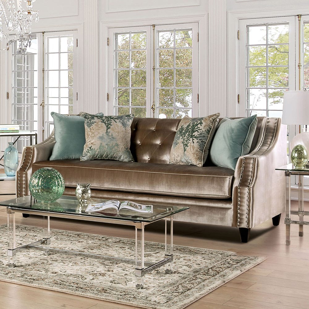 Furniture of America - Elicia Sofa in Champagne/Turquoise - SM2685-SF View 1