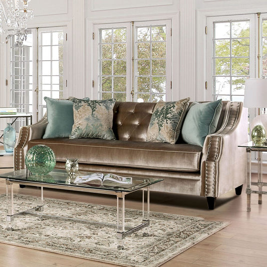 Furniture of America - Elicia Sofa in Champagne/Turquoise - SM2685-SF View 1