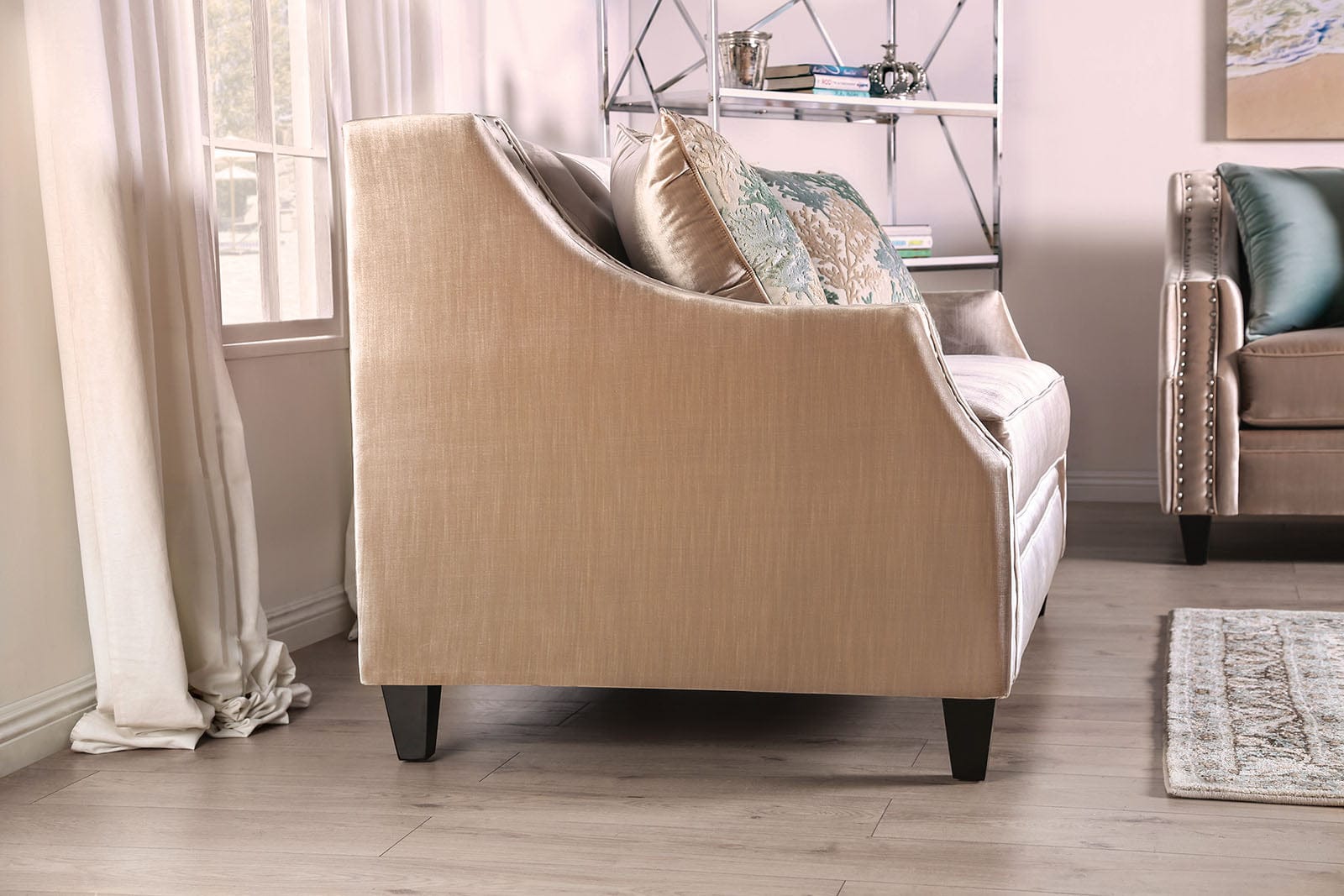 Furniture of America - Elicia Sofa + Loveseat in Champagne/Turquoise - SM2685-2PC View 9