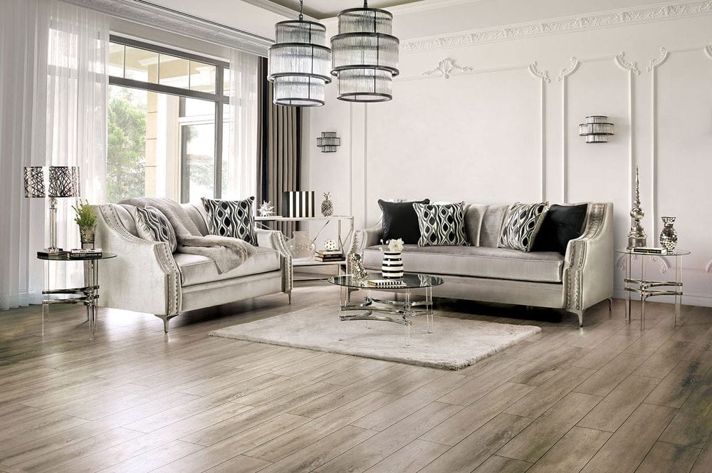 Furniture of America - Elicia Sofa + Loveseat in Silver - SM2686-2PC View 1