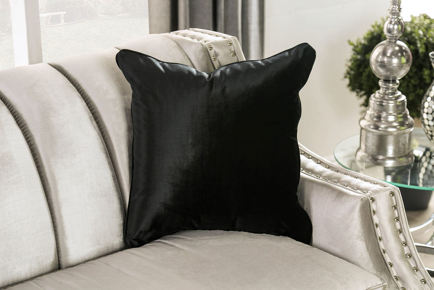 Furniture of America - Elicia Sofa + Loveseat in Silver - SM2686-2PC View 4