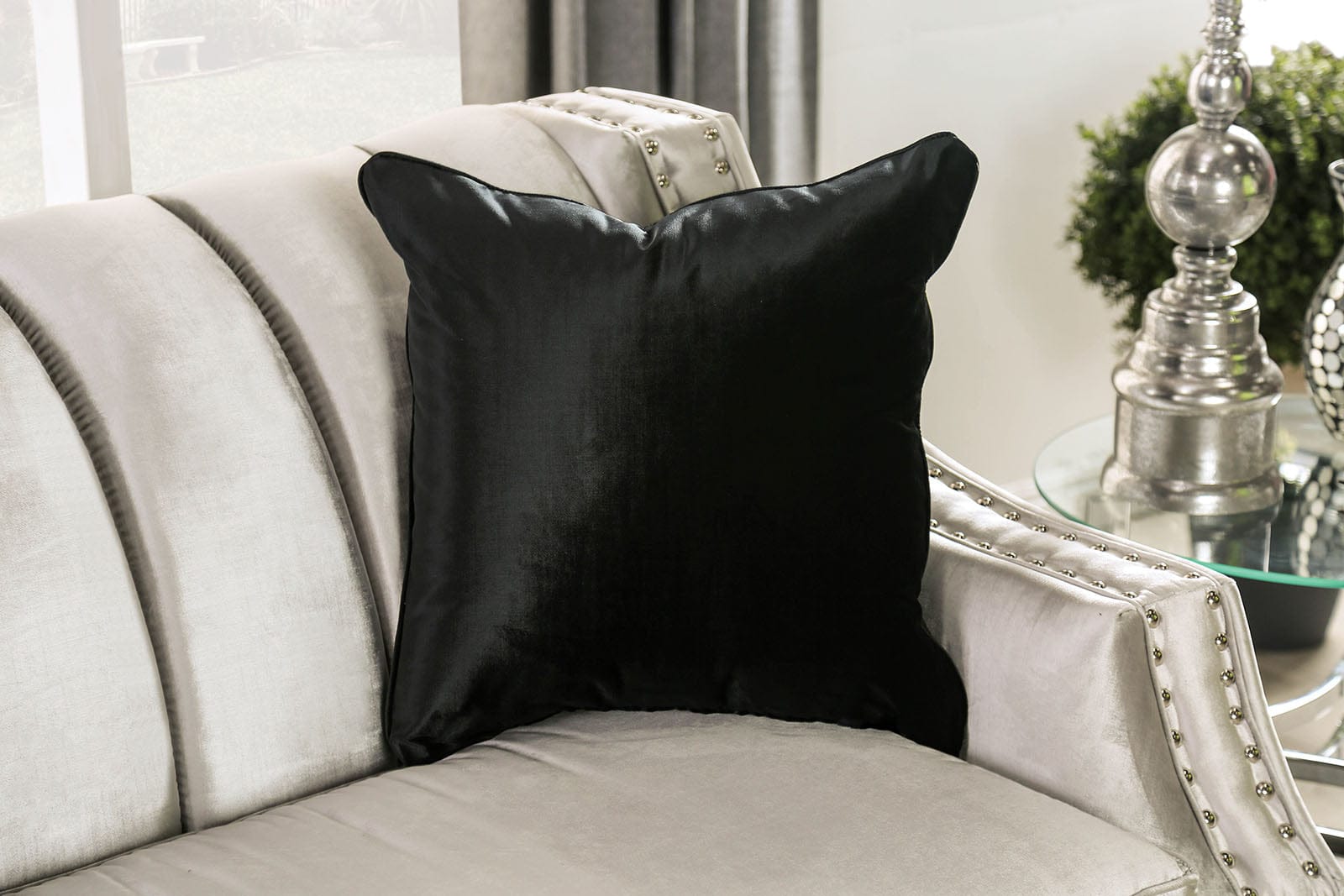 Furniture of America - Elicia Sofa + Loveseat in Silver - SM2686-2PC View 4