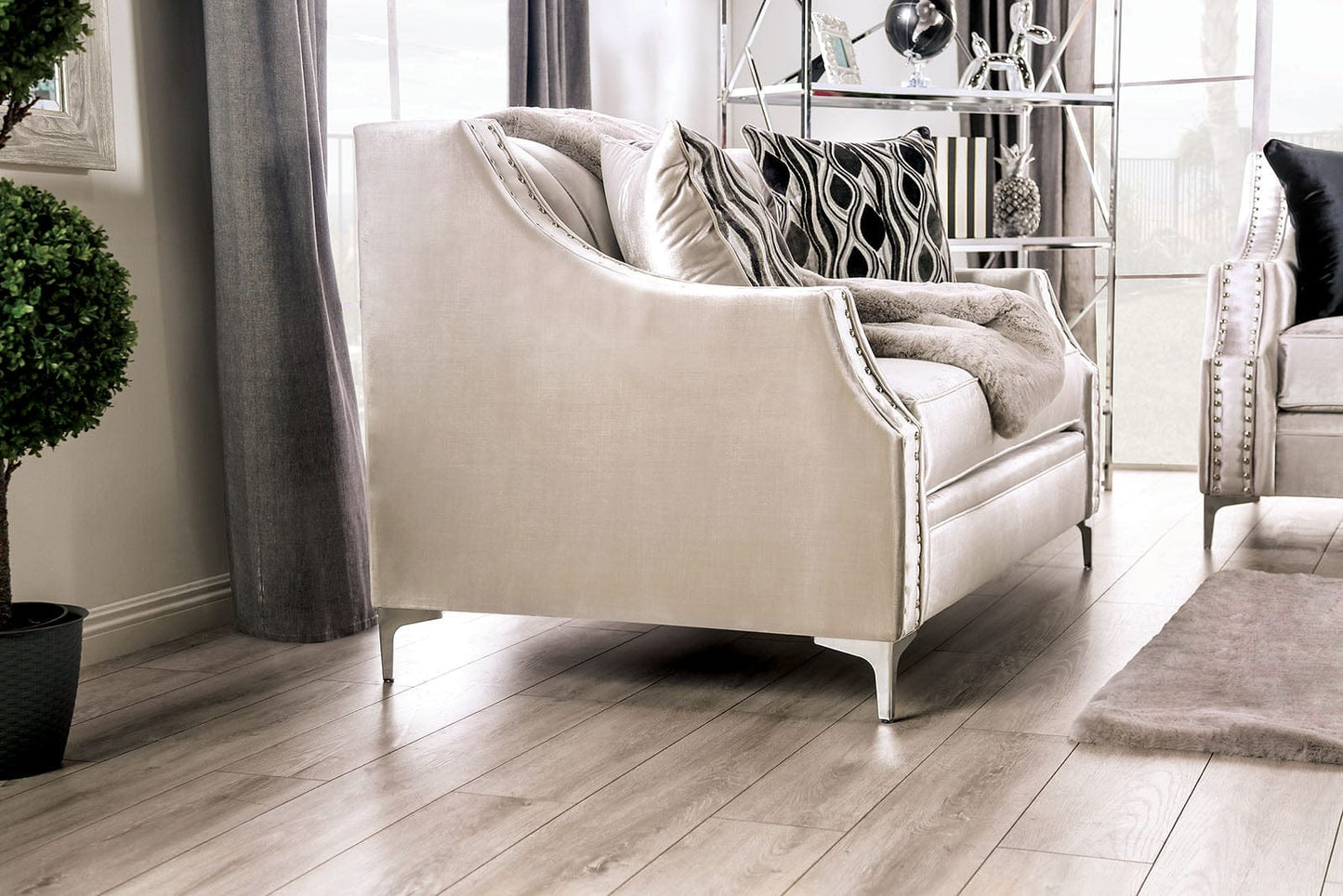 Furniture of America - Elicia Sofa + Loveseat in Silver - SM2686-2PC View 7