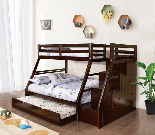 Furniture of America - Ellington Twin/Full Bunk Bed+Trundle in Espresso - FM-BK611ES-BED+TR View 1