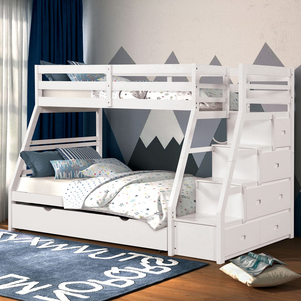 Furniture of America - Ellington Twin/Full Bunk Bed+Trundle in White - FM-BK611WH-BED+TR View 1