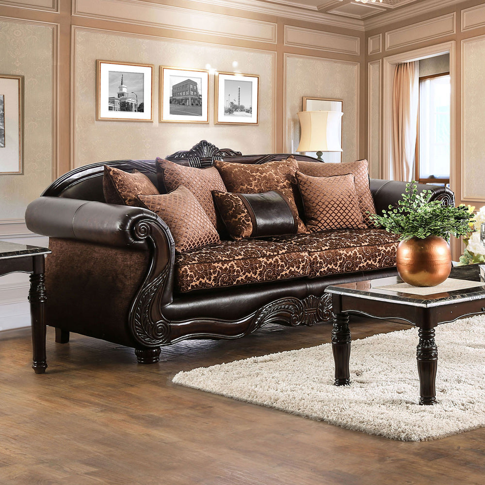 Furniture of America - Elpis Sofa in Brown/Espresso - SM6404-SF View 1