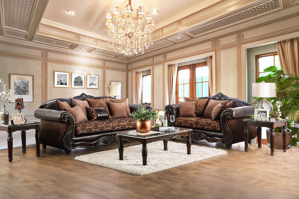 Furniture of America - Elpis Sofa + Loveseat in Brown/Espresso - SM6404-2PC View 1