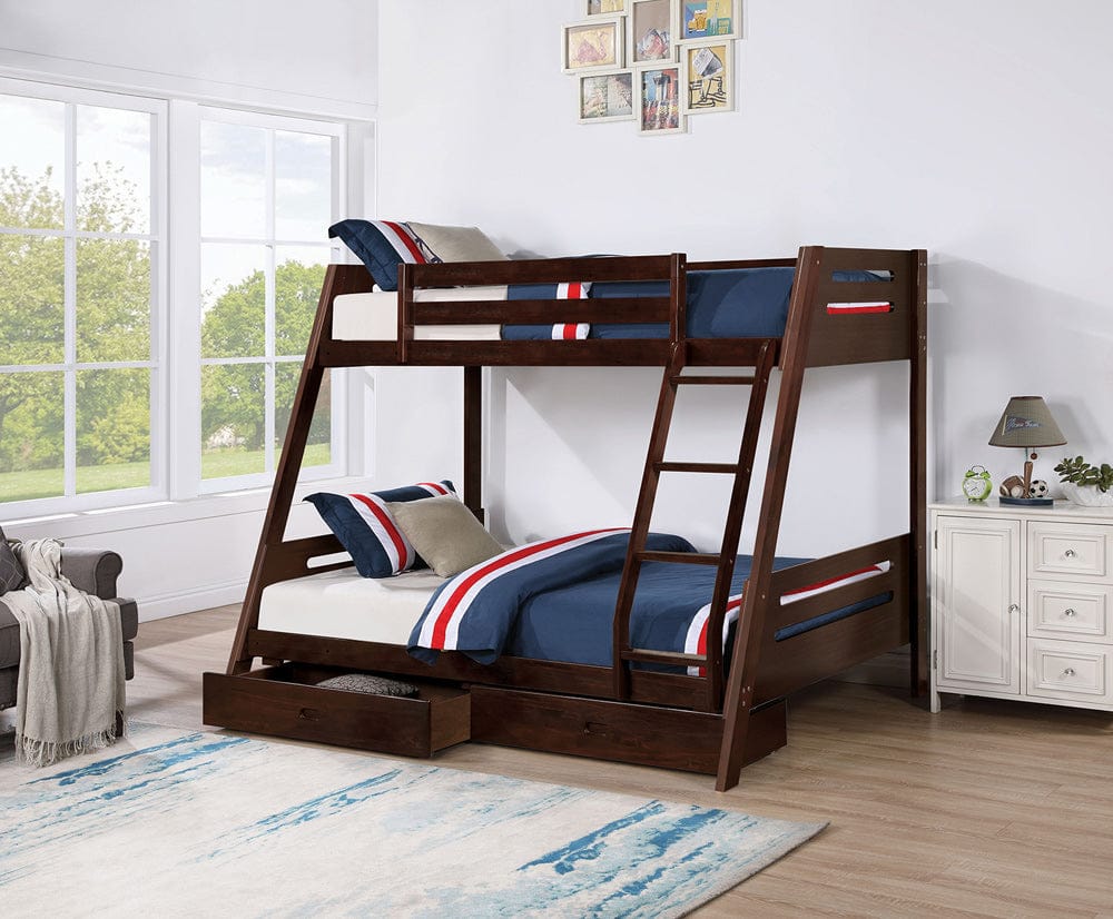 Furniture of America - Emilee Twin/Full Bunk Bed in Espresso - FM-BK003ES-BED View 1
