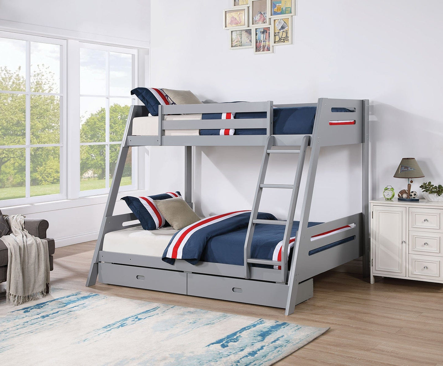 Furniture of America - Emilee Twin/Full Bunk Bed in Gray - FM-BK003GY-BED View 4