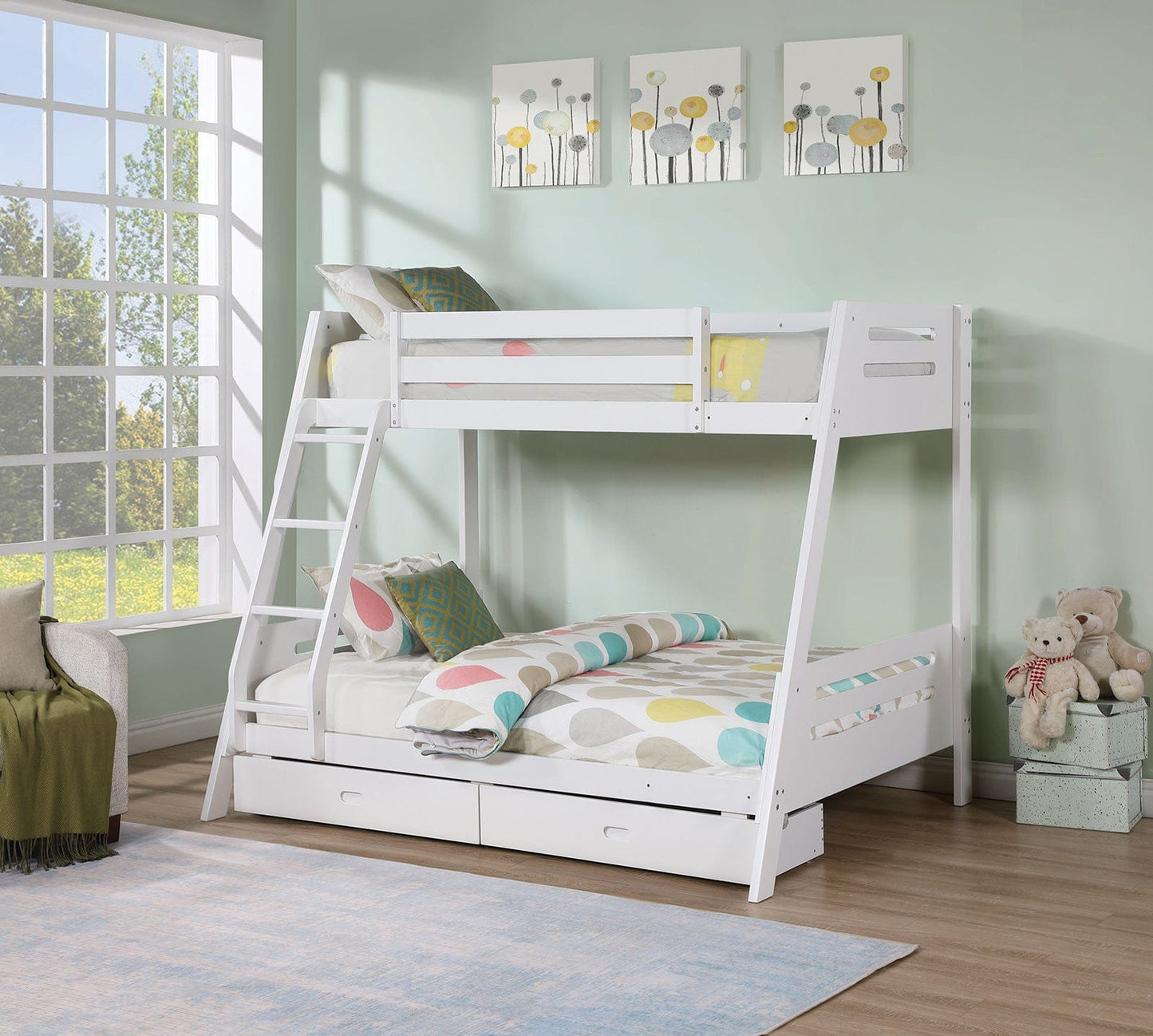 Furniture of America - Emilee Twin/Full Bunk Bed in White - FM-BK003WH-BED View 4