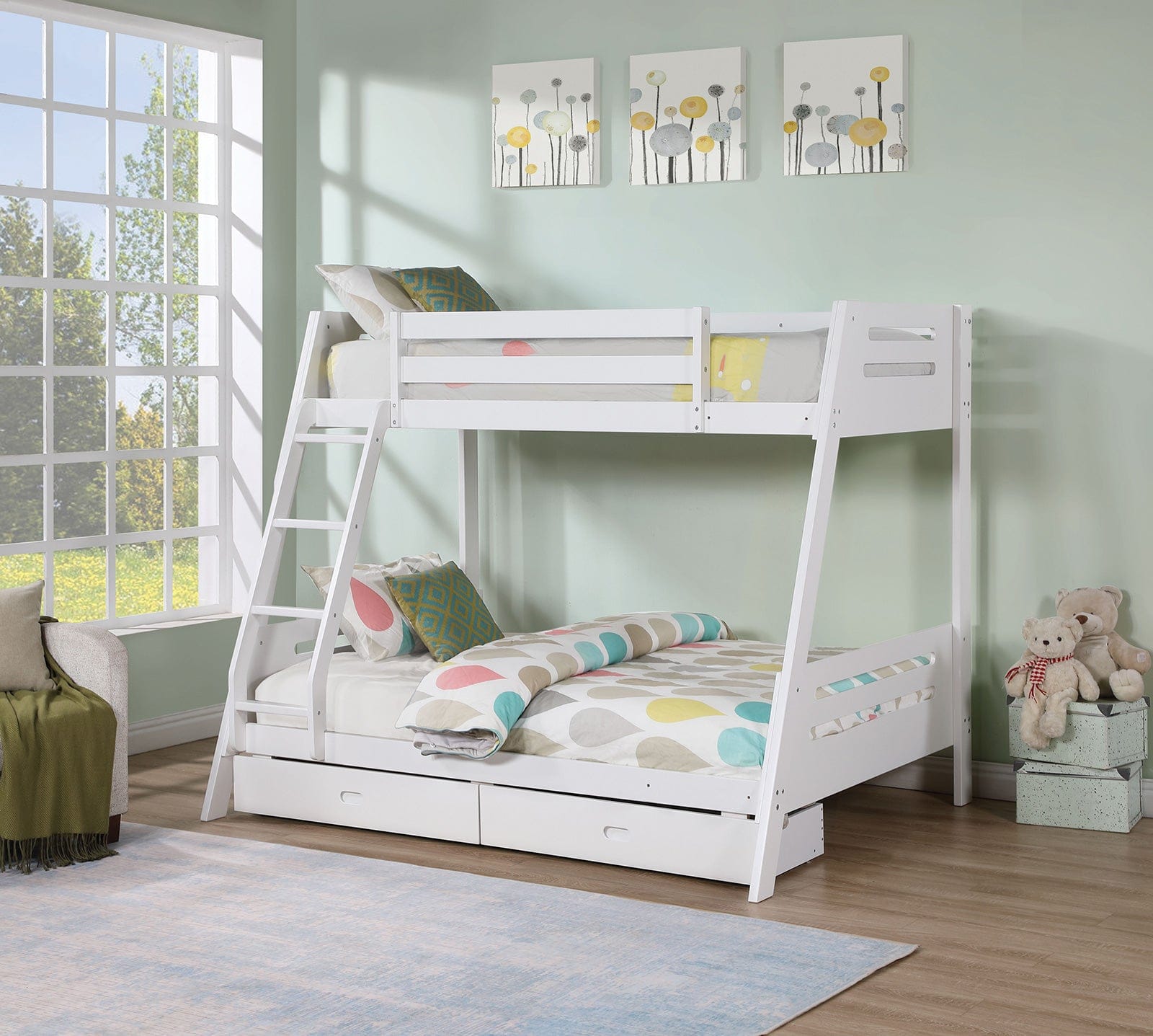 Furniture of America - Emilee Twin/Full Bunk Bed in White - FM-BK003WH-BED View 4