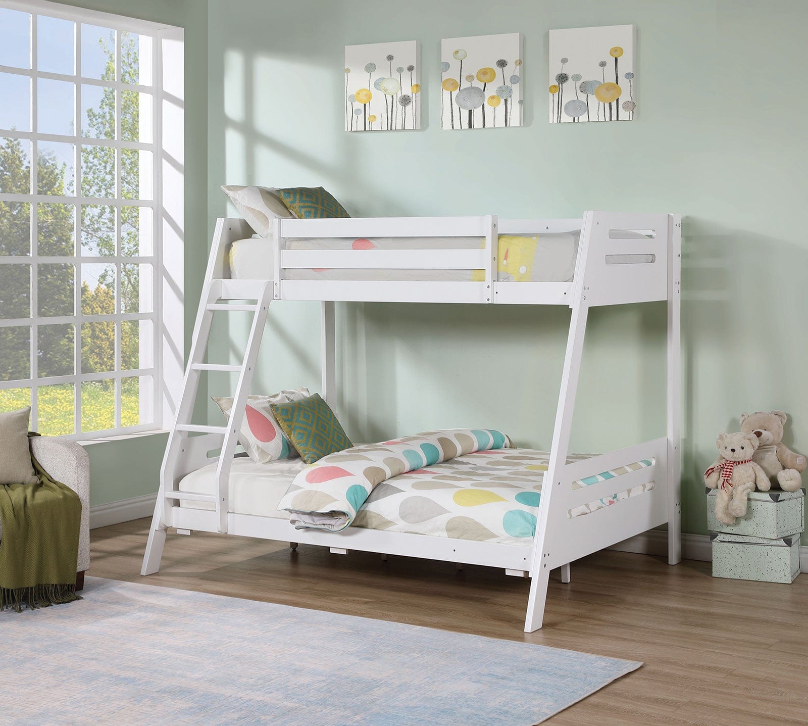 Furniture of America - Emilee Twin/Full Bunk Bed in White - FM-BK003WH-BED View 5