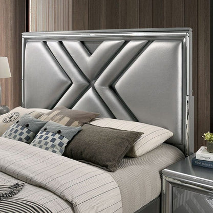 Furniture of America - Emmeline 5 Pc. Queen Bedroom Set w/ Chest in Silver - FOA7147Q-5PC-CHEST View 3