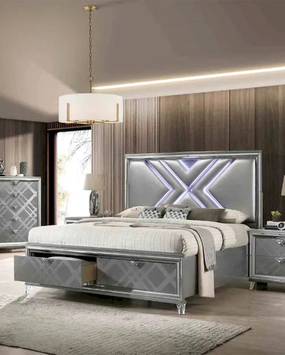 Furniture of America - Emmeline - Cal.King Bed, Silver - FOA7147CK-BED view 1