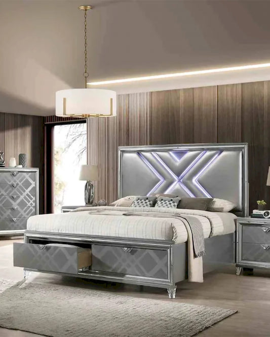 Furniture of America - Emmeline - Cal.King Bed, Silver - FOA7147CK-BED view 1